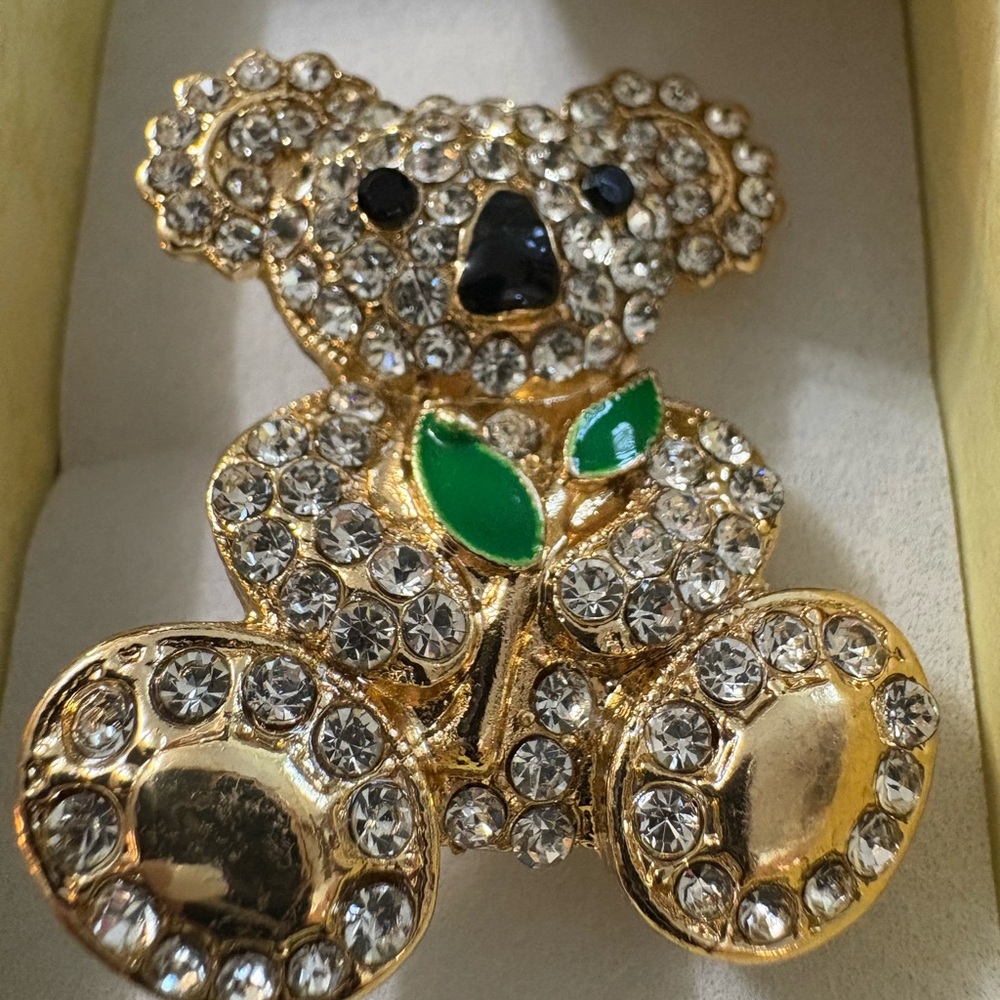 Gold and Crystal Koala Brooch